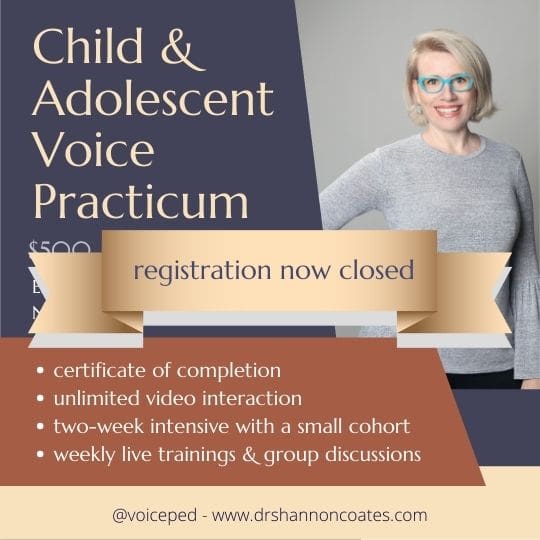 Child and Adolescent Voice Practicum registration closed Announcement that the Child and Adolescent Voice Practicum registration has closed.